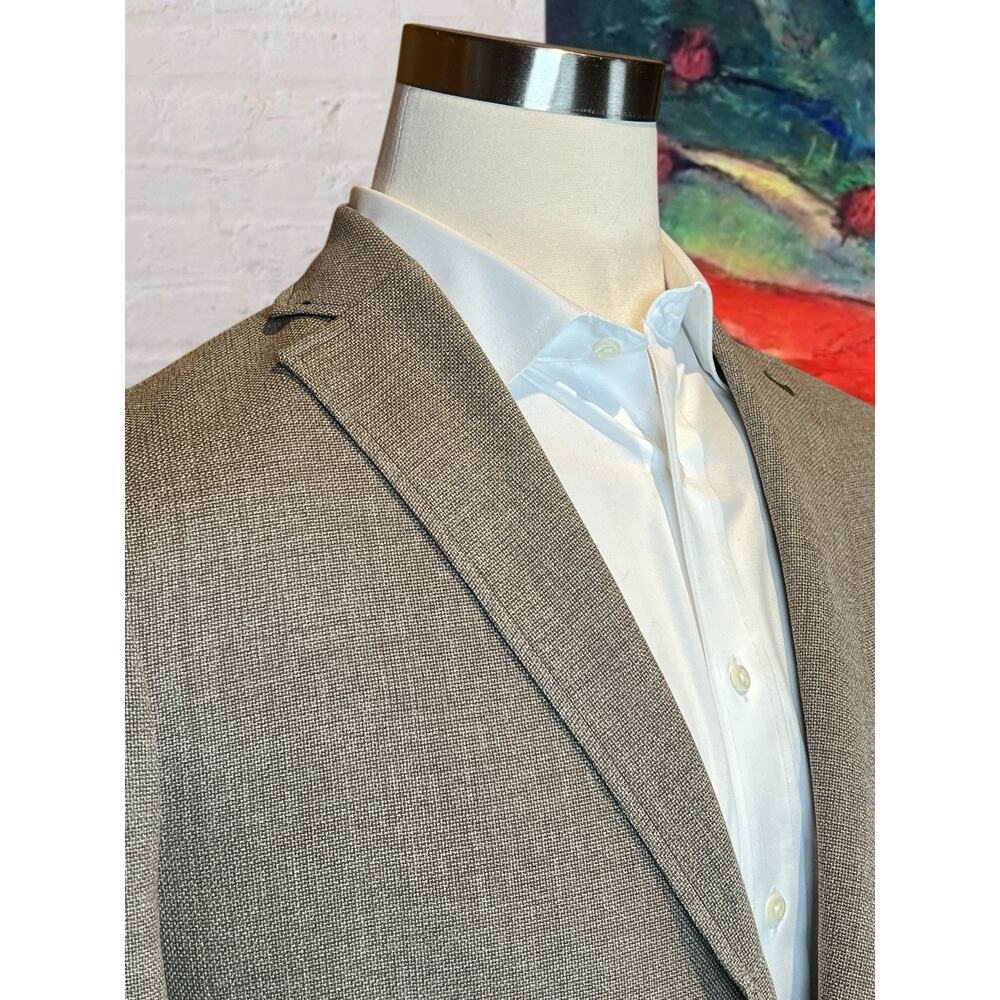 Creameuix Collection L 42R Tan Hopsack Unlined Casual Weekender Blazer Note - Picture 5 of 16